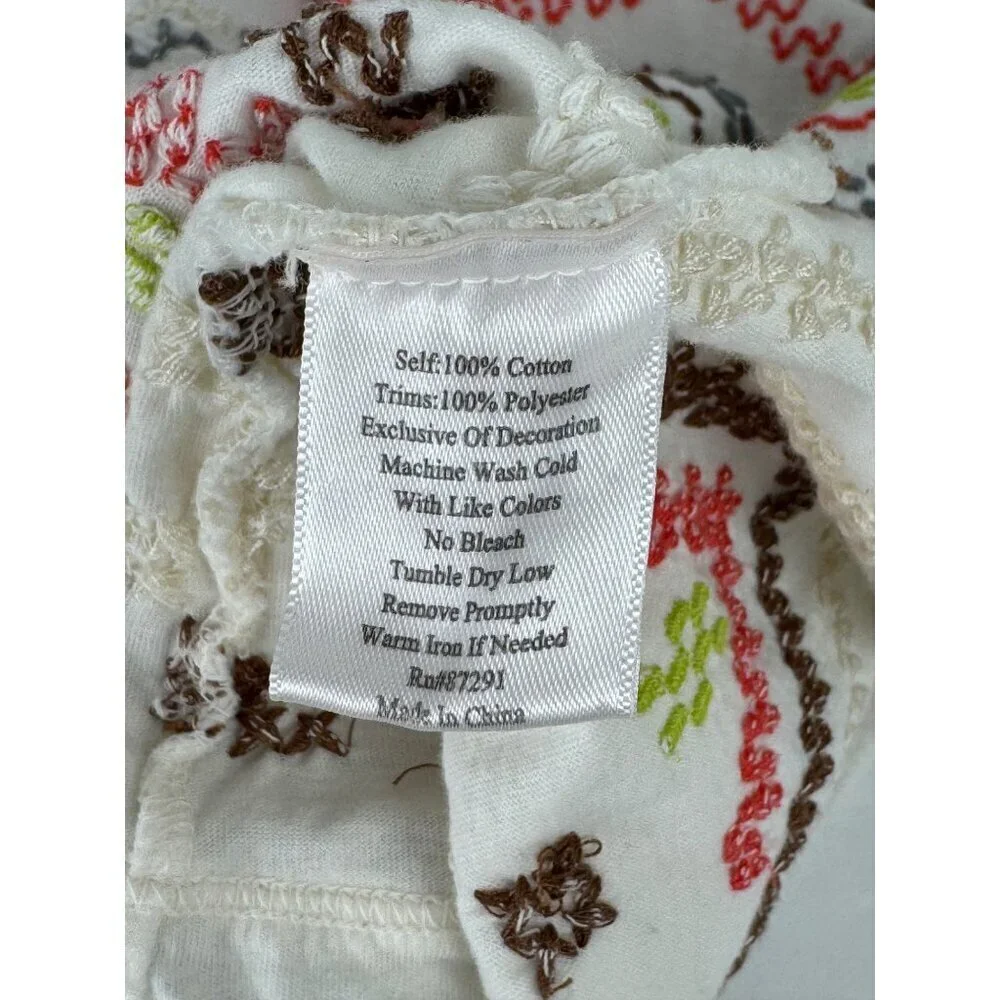 Johnny Was Open Front Cardigan XS Embroidery Southwestern Cotton Multicolor EUC